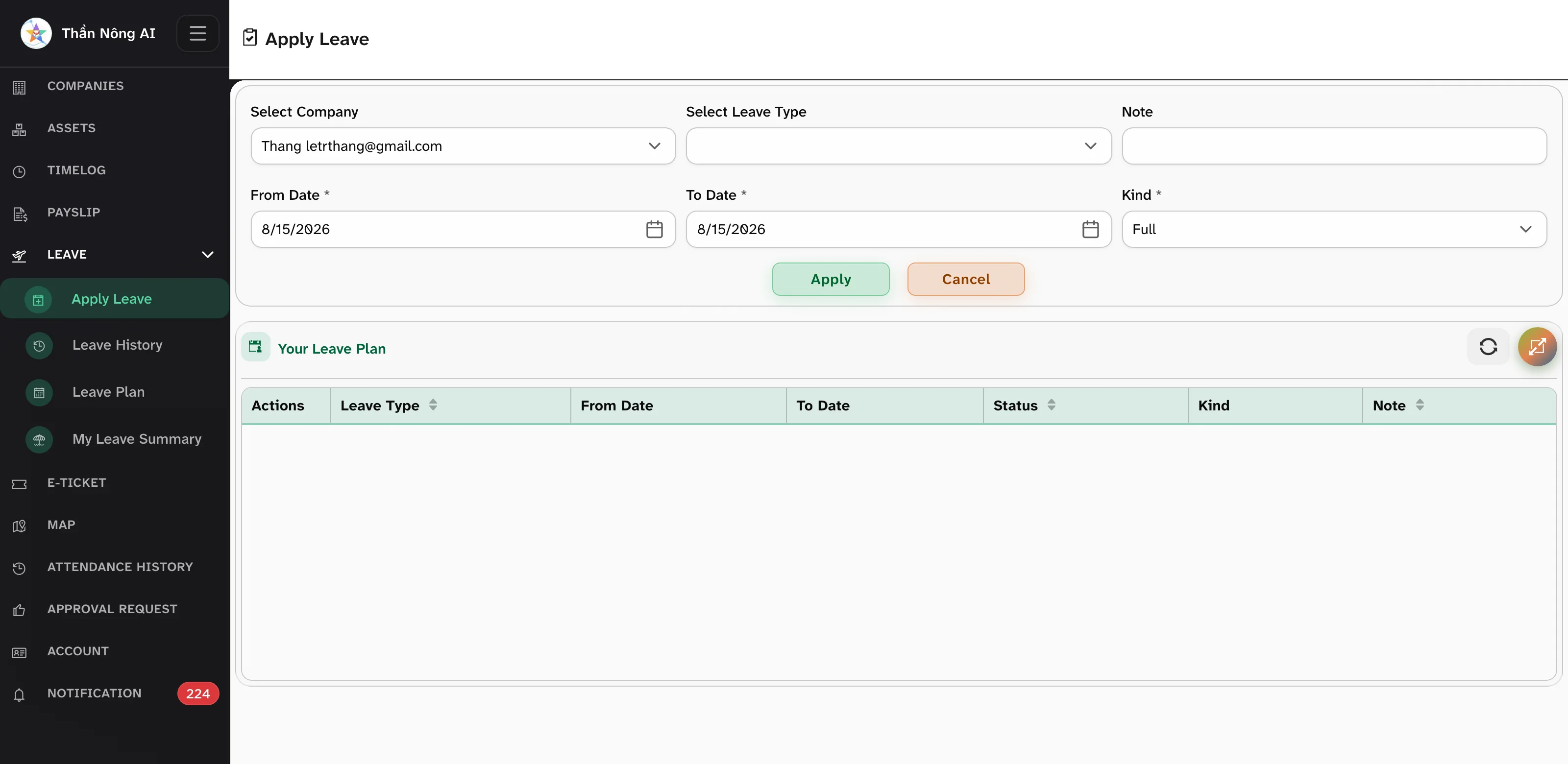 🏖️ How employees book leave — User portal › Leave › Apply Leave