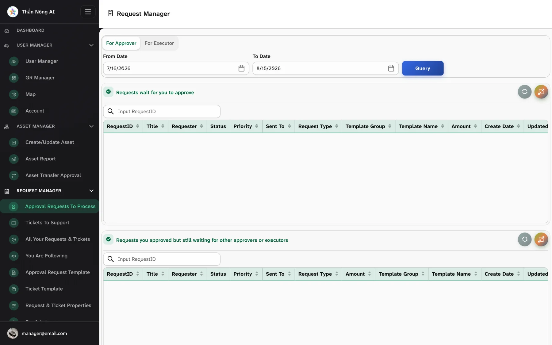 Requests & approvals — Request Manager