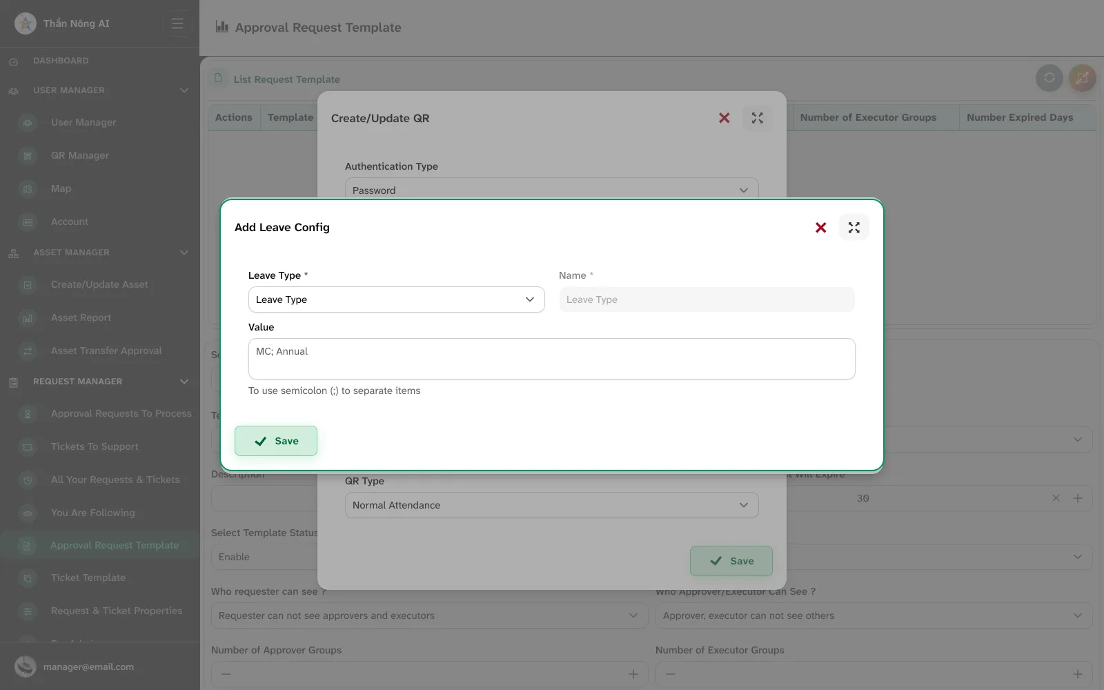 🗂️ Create a template group — Request Manager › Approval Request Template