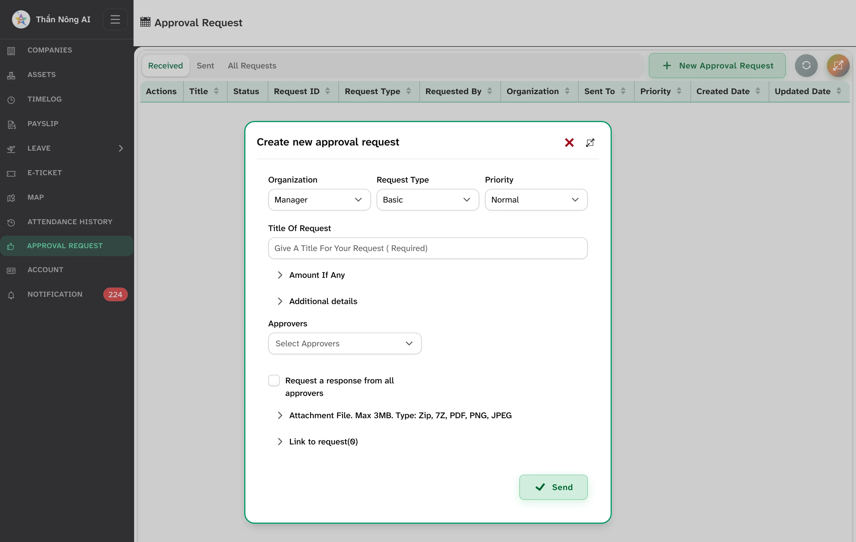 🙋 How employees raise a request — User portal › Approval Request