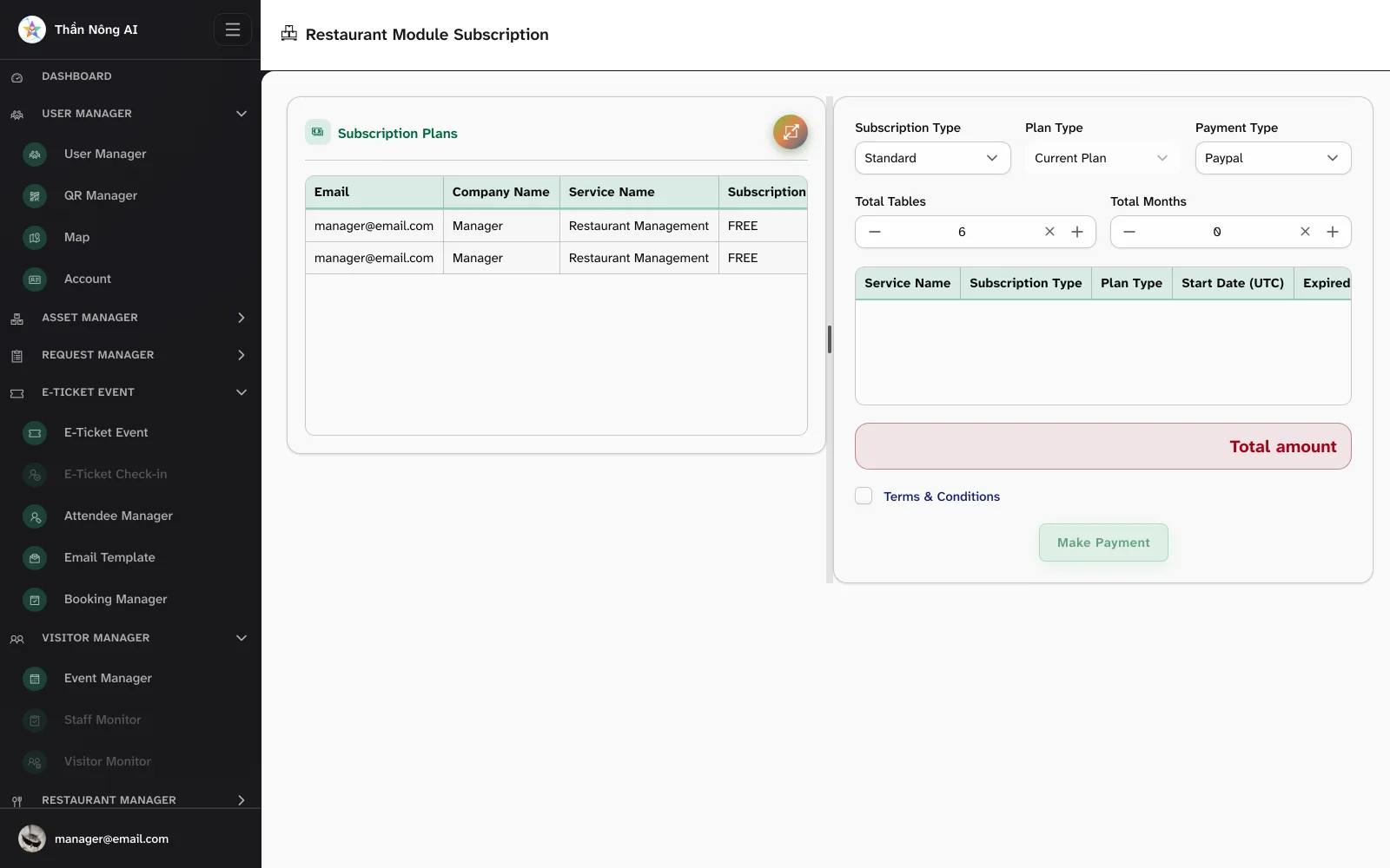 📦 Pick the module to upgrade — Subscription Plan