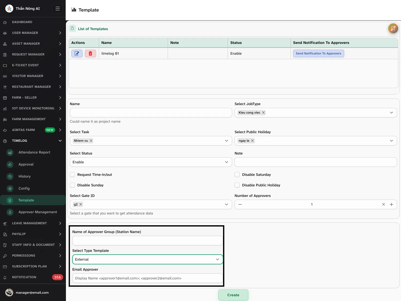 🌐 Add an external approver to a template — TimeLog › Template