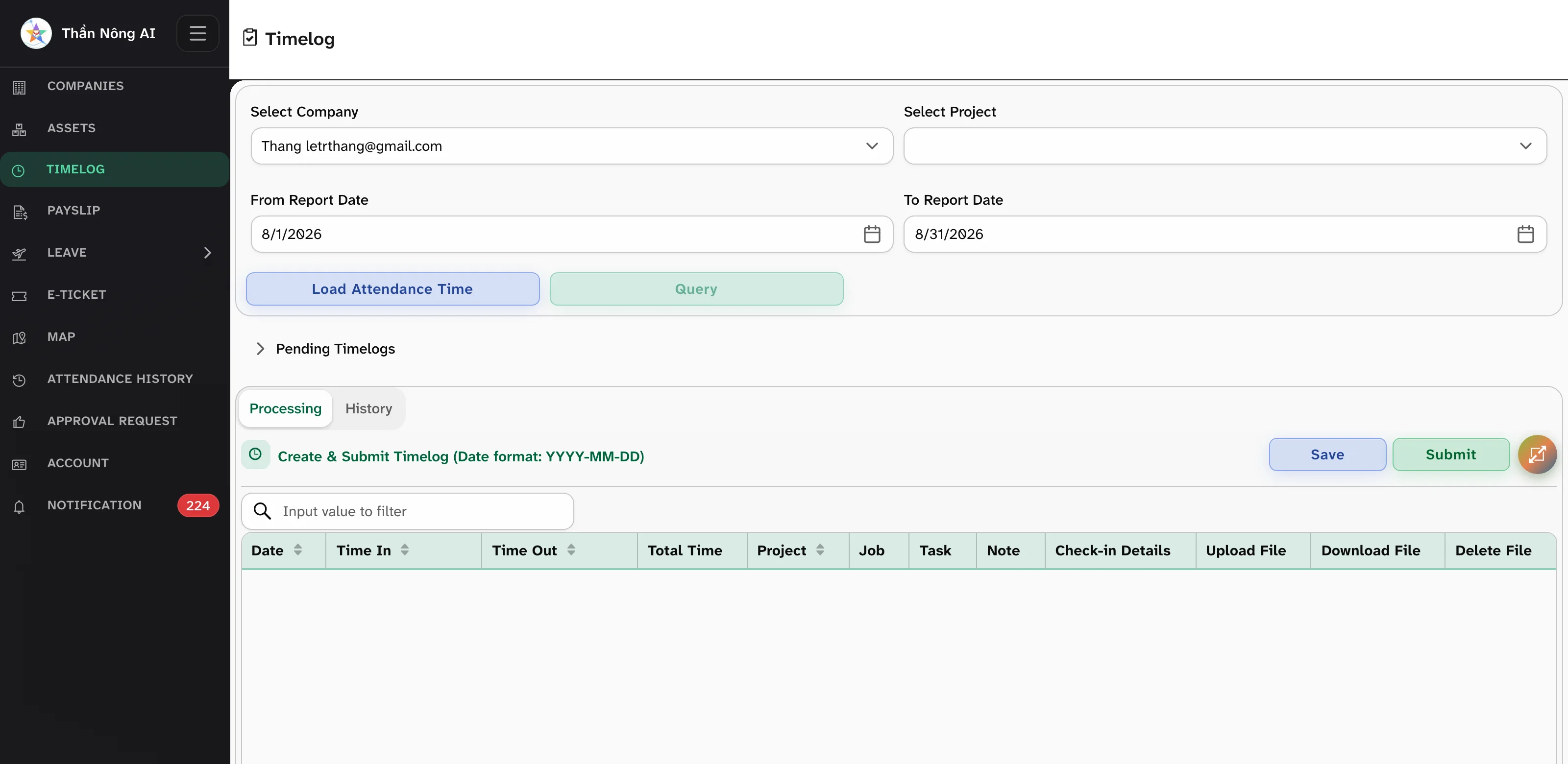 🧑‍💻 How employees submit a timesheet — User portal › TimeLog