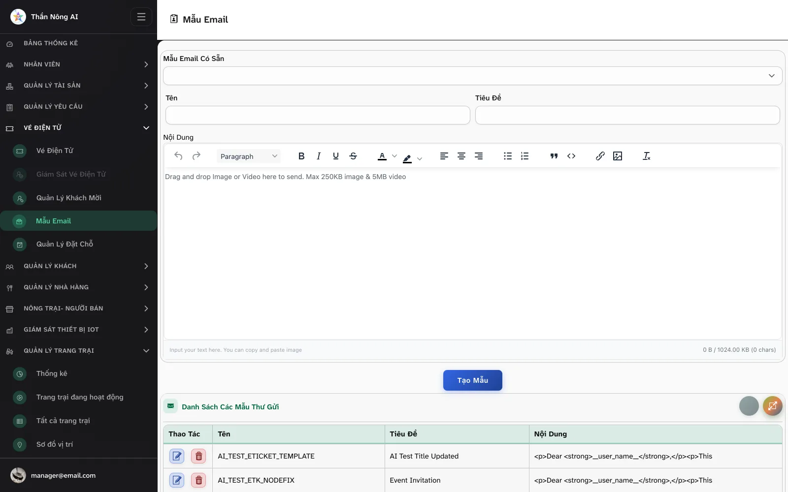 ✉️ Tạo mẫu email — Vé Điện Tử › Mẫu Email